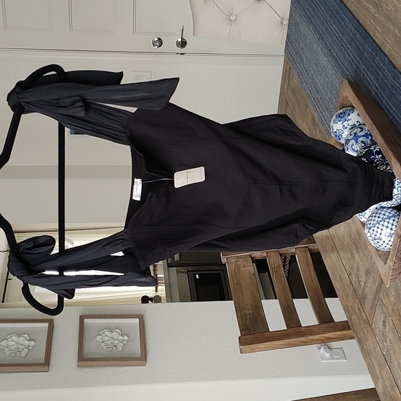 New FREE PEOPLE Black Tie Strap Bodysuit Size S - Picture 9 of 16
